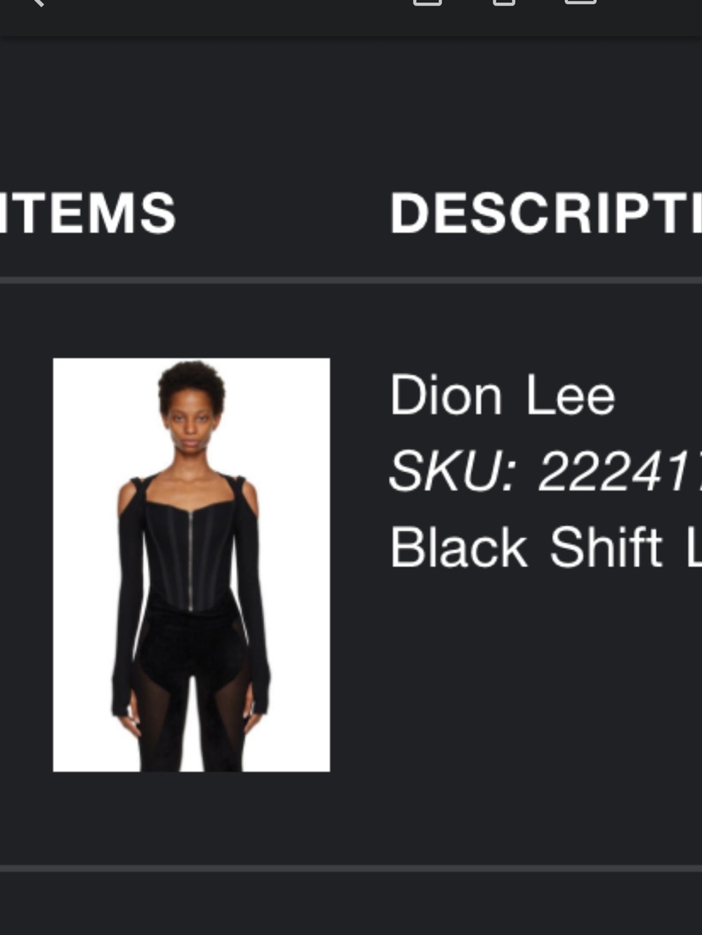 Dion Lee Black Black Shift Loop Long Sleeve shirt